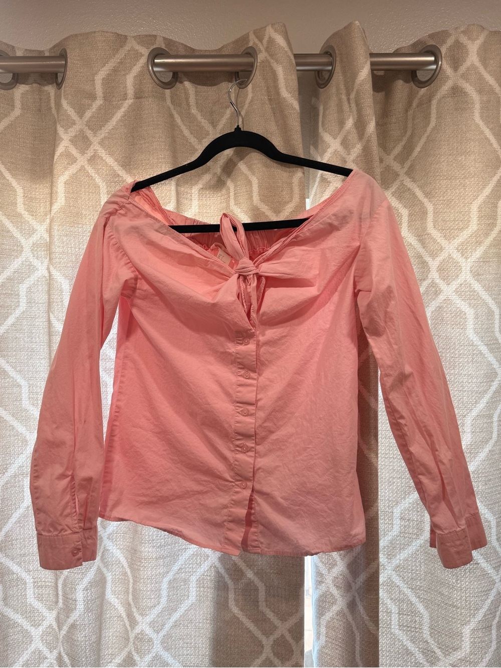 H&M Pink Tie-Back Button Down Blouse